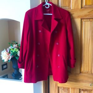 Womens like new, 100% wool double breasted coat sz L
